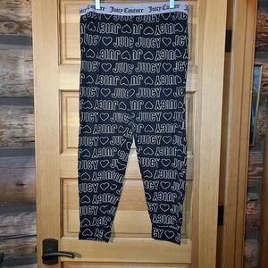 Juicy Couture Black White Logo Pajama Bottoms PJ Lounge Pants Sweatpants Size XL